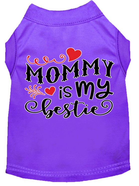 Mommy is my Bestie Screen Print Dog Shirt Purple Med